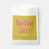 はっきりしたタイポグラフィピンクイエローモダン50誕生日 フェイバーバッグ (正面)