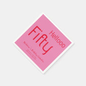 はっきりしたタイポグラフィピンクモダンレッド50誕生日 スタンダードカクテルナプキン (角)