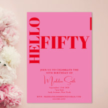 はっきりしたタイポグラフィピンクモダンレッド50誕生日