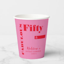 はっきりしたタイポグラフィピンクモダンレッド50誕生日