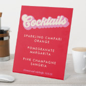 はっきりしたタイポグラフィピンクレッドグルーヴ結婚ィーのカクテル 台座サイン (インサイチュ)