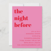 はっきりしたタイポグラフィピンクレッドリハモダンーサルディナー 招待状 (正面)