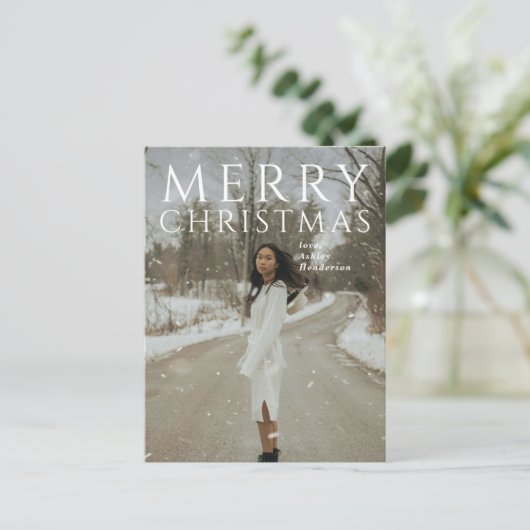 はっきりしたタイポグラフィフォトモダンクリスマス シーズンポストカード (スタンド正面)