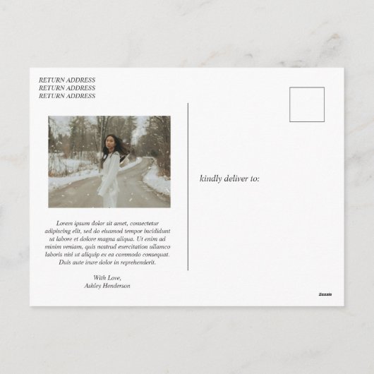 はっきりしたタイポグラフィフォトモダンクリスマス シーズンポストカード (裏面)