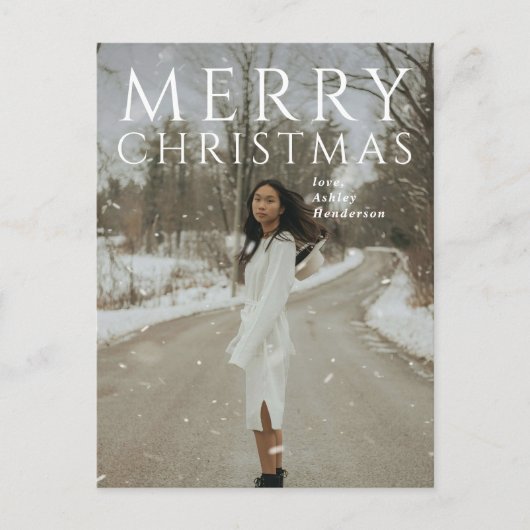 はっきりしたタイポグラフィフォトモダンクリスマス シーズンポストカード (正面)