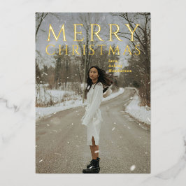 はっきりしたタイポグラフィフォトモダンクリスマス 箔シーズンカード