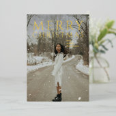 はっきりしたタイポグラフィフォトモダンクリスマス 箔シーズンカード (立ち正面)