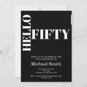 はっきりしたタイポグラフィブモダンラック50誕生日 招待状 (正面)