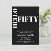はっきりしたタイポグラフィブモダンラック50誕生日 招待状 (スタンド正面)