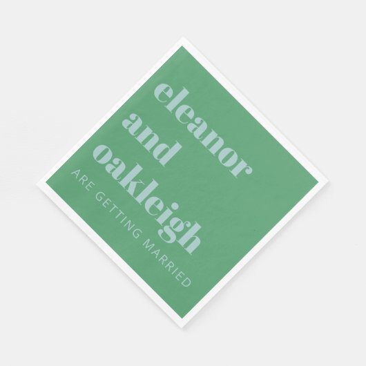 はっきりしたタイポグラフィブライトグリーンモダンブ結婚ルー スタンダードランチョンナプキン (角)