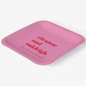 はっきりしたタイポグラフィブライトピンクと赤モダンの結婚値 ペーパープレート (傾斜あり)