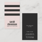 はっきりしたタイポグラフィブラックとピンクのストライプの美しい 名刺 (正面/裏面)