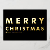 はっきりしたタイポグラフィブラック・メリー・モダンクリスマス 箔シーズンカード (正面)