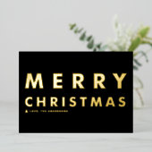 はっきりしたタイポグラフィブラック・メリー・モダンクリスマス 箔シーズンカード (立ち正面)