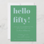 はっきりしたタイポグラフィブルーモダングリーン50誕生日 招待状 (正面)