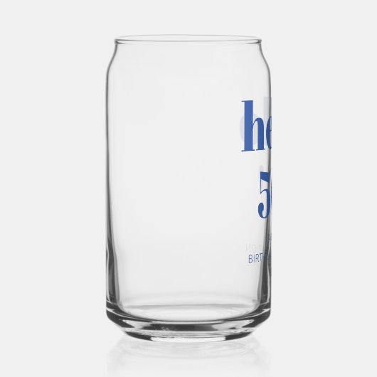 はっきりしたタイポグラフィブルーモダン50th誕生日賛成 ガラス缶 (右)