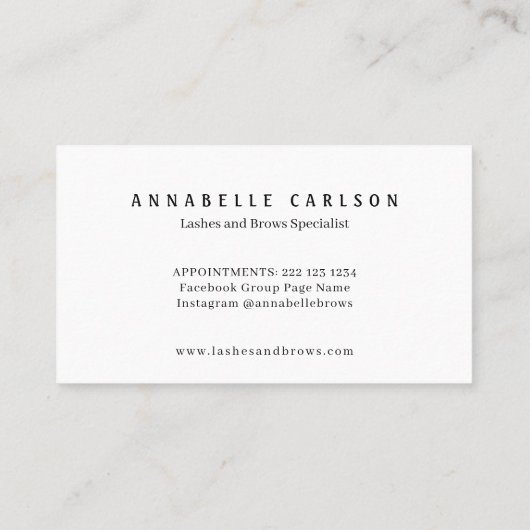 はっきりしたタイポグラフィブローズサロン白黒シンプル 名刺 (裏面)