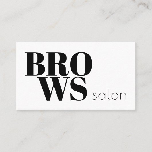 はっきりしたタイポグラフィブローズサロン白黒シンプル 名刺 (正面)