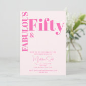 はっきりしたタイポグラフィホットピモダンンク50誕生日 招待状 (スタンド正面)