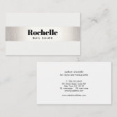 はっきりしたタイポグラフィホワモダンイトシルバーストライプ 名刺 (正面/裏面)