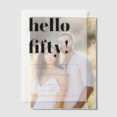はっきりしたタイポグラフィホワモダンイト50th誕生日パーティー ベラム紙招待状 (オフセット (カップル))