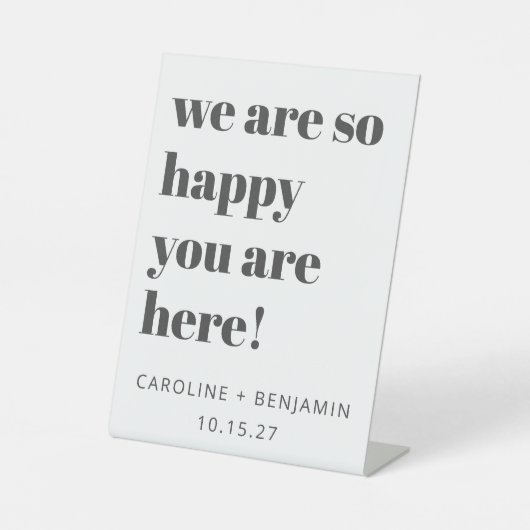はっきりしたタイポグラフィホワモダンイ結婚ト歓迎 台座サイン (正面)