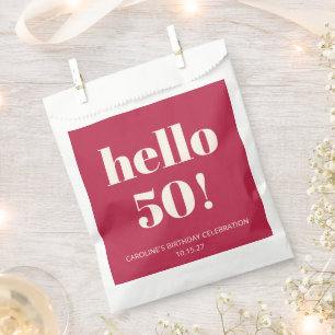 はっきりしたタイポグラフィマゼンタレッドアイボリーモダン誕生日 フェイバーバッグ