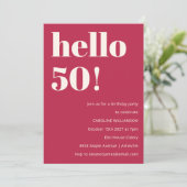 はっきりしたタイポグラフィマゼンタレッドアイボリーモダン誕生日 招待状 (スタンド正面)