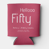 はっきりしたタイポグラフィマゼンモダンタアイボリー50誕生日 缶クーラー (正面)