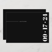 はっきりしたタイポグラフィミニマルモダン白黒 セーブザデート (正面/裏面)