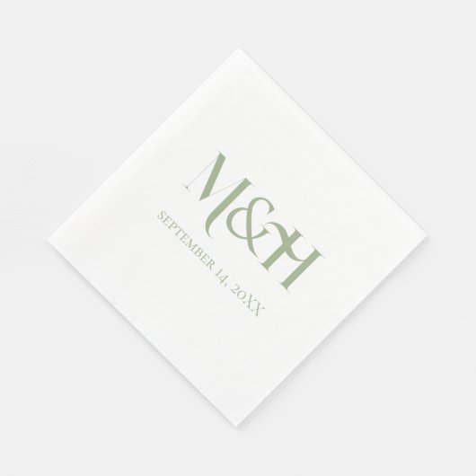 はっきりしたタイポグラフィモダンス結婚セージ緑 スタンダードランチョンナプキン (角)