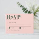 はっきりしたタイポグラフィモダンピンクとグリーン 出欠カード (スタンド正面)