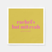 はっきりしたタイポグラフィモダンピンクイエローパーソナライズされた スタンダードカクテルナプキン (正面)