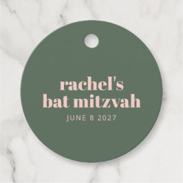 はっきりしたタイポグラフィモダンピンクグリーンパーソナライズされた フェイバータグ