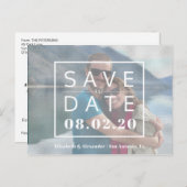はっきりしたタイポグラフィモダン写真の結婚式の日付を保存 案内ポストカード (正面/裏面)