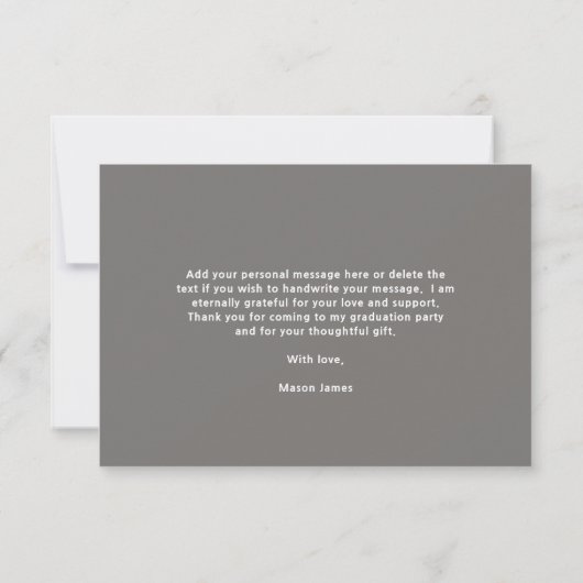 はっきりしたタイポグラフィモダン卒業 サンキューカード (裏面)