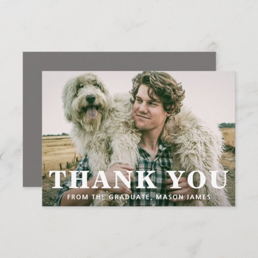 はっきりしたタイポグラフィモダン卒業 サンキューカード (正面/裏面)