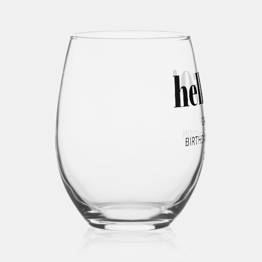 はっきりしたタイポグラフィモダン50thバースデーパーティーカスタム ステムなしワイングラス (右)
