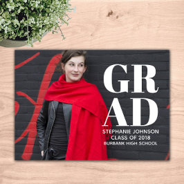 はっきりしたタイポグラフィ写真の卒業 |白 招待状