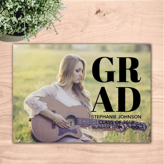 はっきりしたタイポグラフィ写真の卒業 |黒 招待状