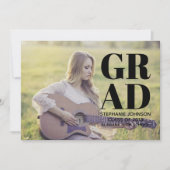 はっきりしたタイポグラフィ写真の卒業 |黒 招待状 (正面)