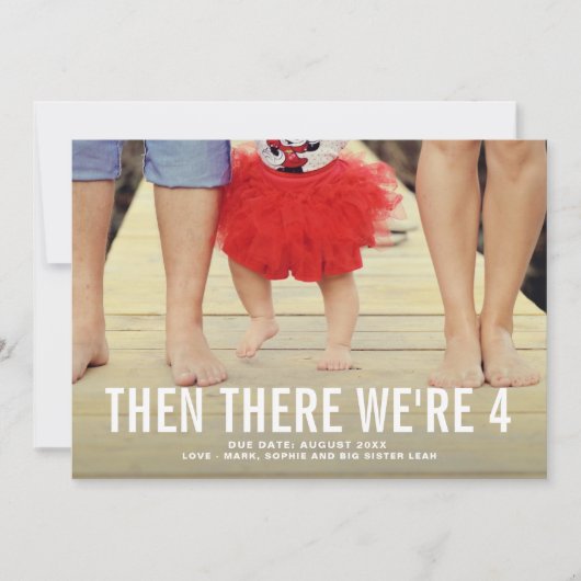 はっきりしたタイポグラフィ写真の妊娠の発表 案内状 (正面)