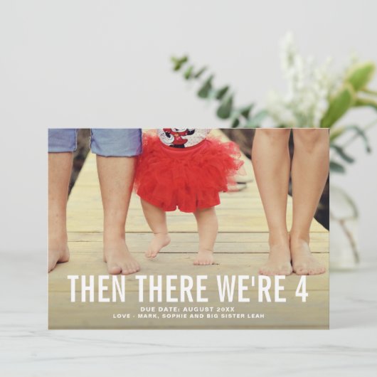 はっきりしたタイポグラフィ写真の妊娠の発表 案内状 (スタンド正面)