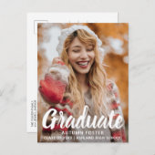 はっきりしたタイポグラフィ写真モダン卒業 案内ポストカード (正面/裏面)