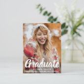 はっきりしたタイポグラフィ写真モダン卒業 案内ポストカード (スタンド正面)