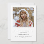 はっきりしたタイポグラフィ写真モダン卒業 案内状 (裏面)