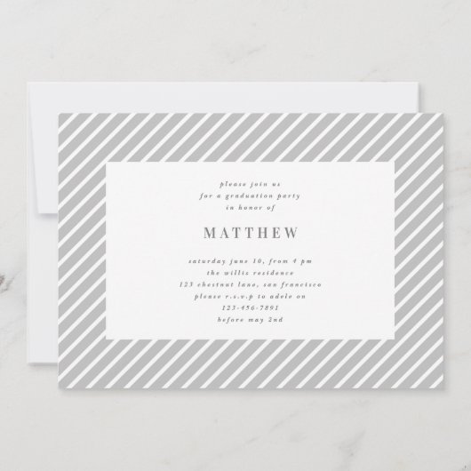 はっきりしたタイポグラフィ写真卒業パーティー招待状 案内状 (裏面)