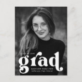 はっきりしたタイポグラフィ写真卒業会 インビテーションポストカード (正面)