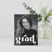 はっきりしたタイポグラフィ写真卒業会 インビテーションポストカード (スタンド正面)