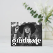 はっきりしたタイポグラフィ写真卒業会 インビテーションポストカード (スタンド正面)